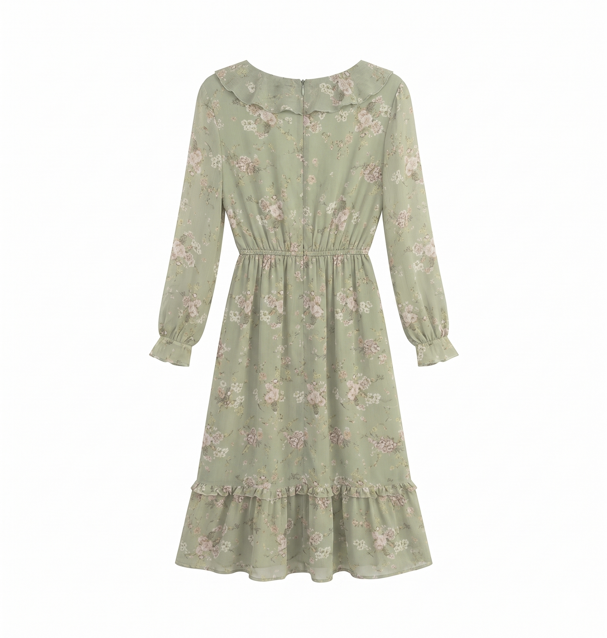 Sage Floral Ruffle Midi Dress - Image 2