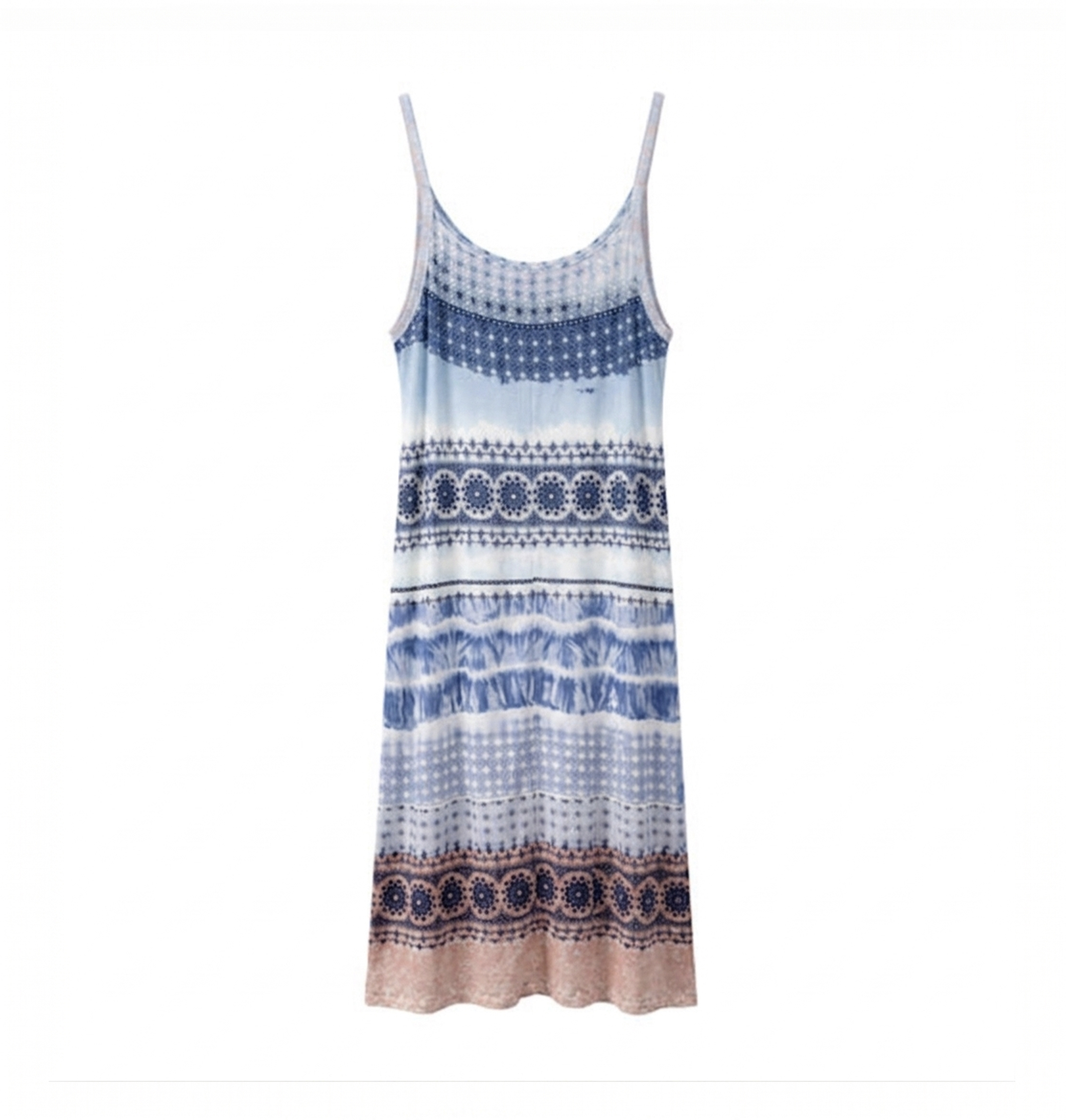 Blue Boho Tank Midi Dress - Image 2