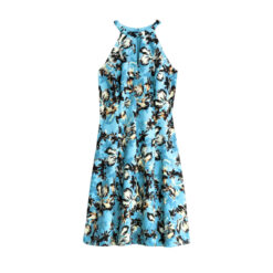 Halter Floral Keyhole Dress