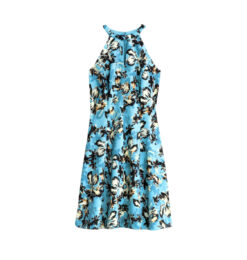 Halter Floral Keyhole Dress