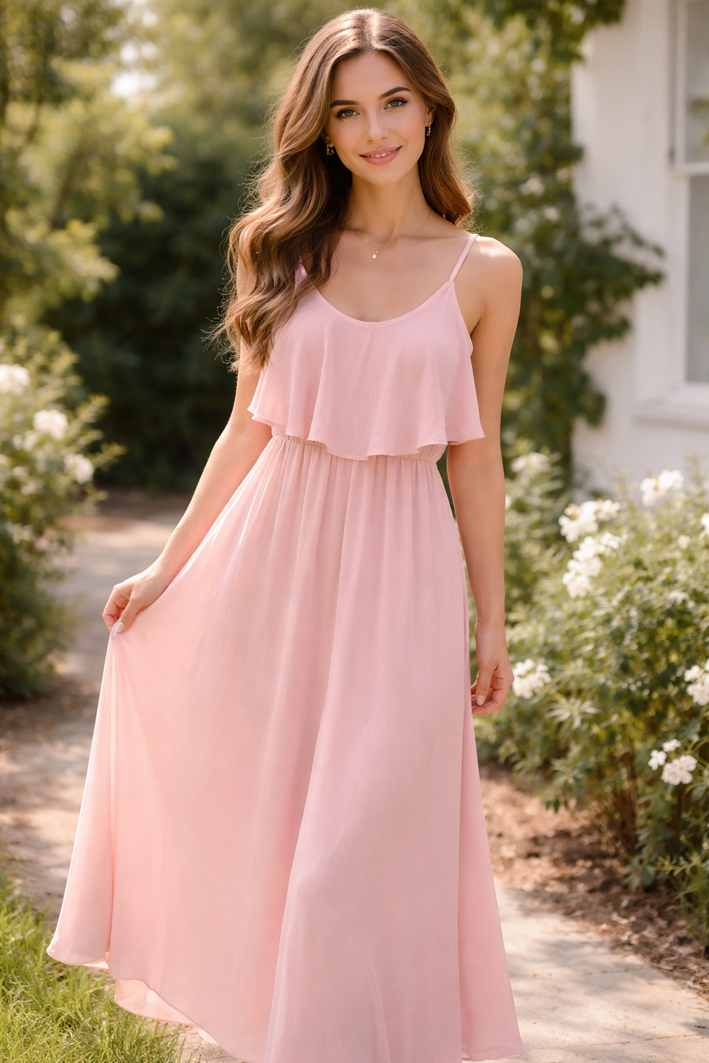 Dusty Rose Ruffle Maxi Dress - Image 3