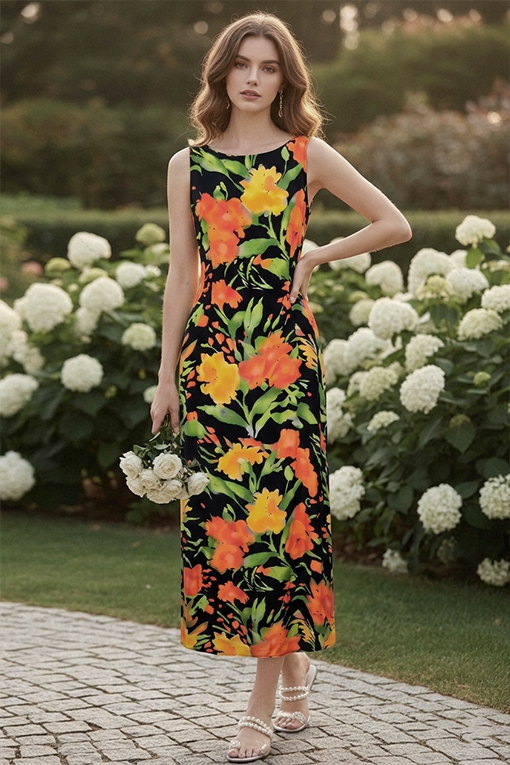 Tropical Floral Maxi Dress - Image 3