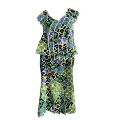 Vibrant Geometric Mushroom Print Peplum Set
