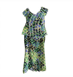 Vibrant Geometric Mushroom Print Peplum Set